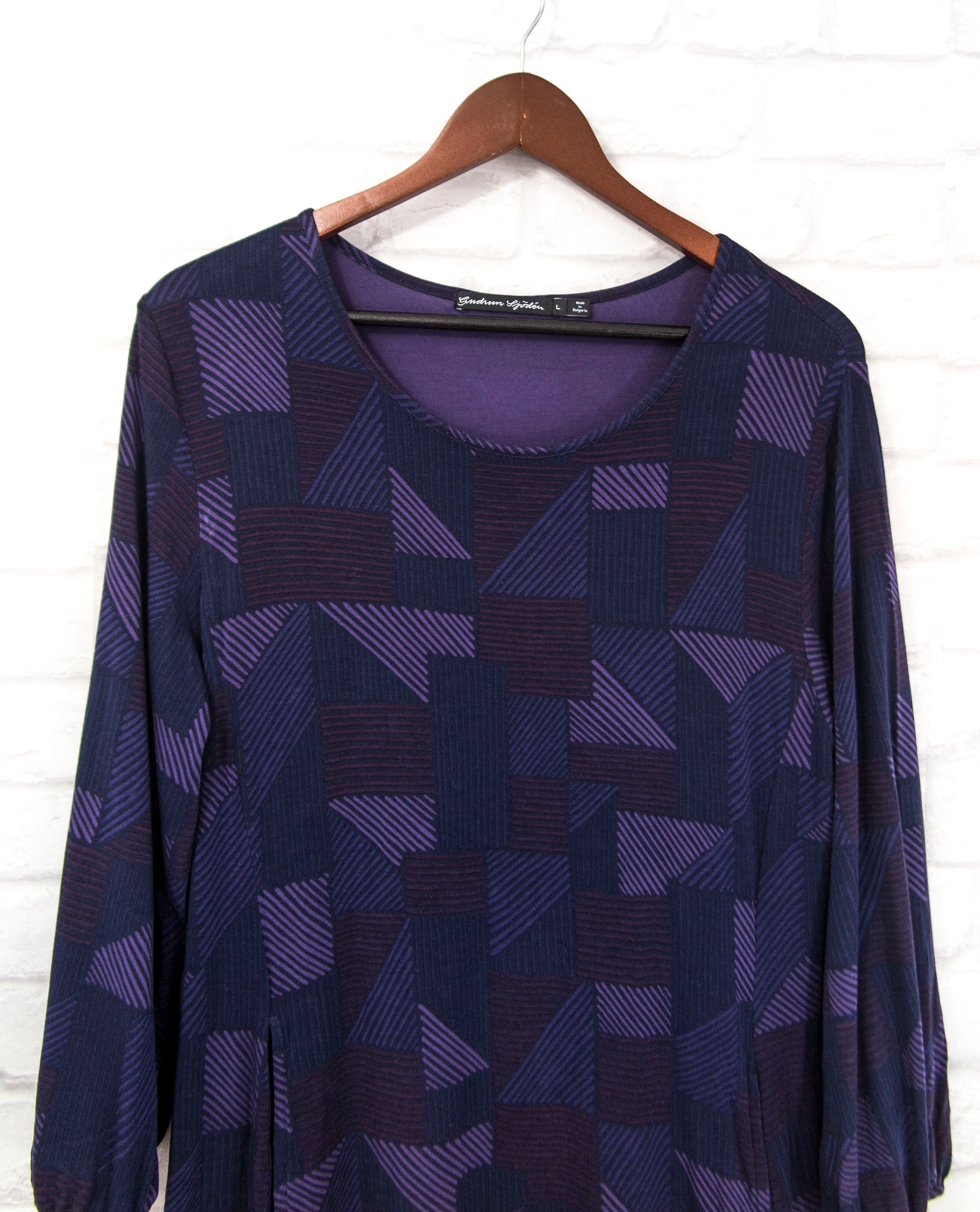 Gudrun Sjoden Purple Dress Geometric Pattern Size L - Etsy