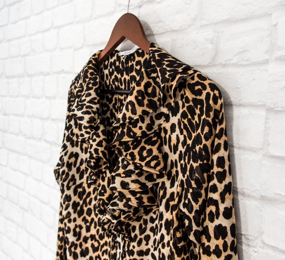 GANNI Animal Print Fairfax Georgette Shirt Long s… - image 3