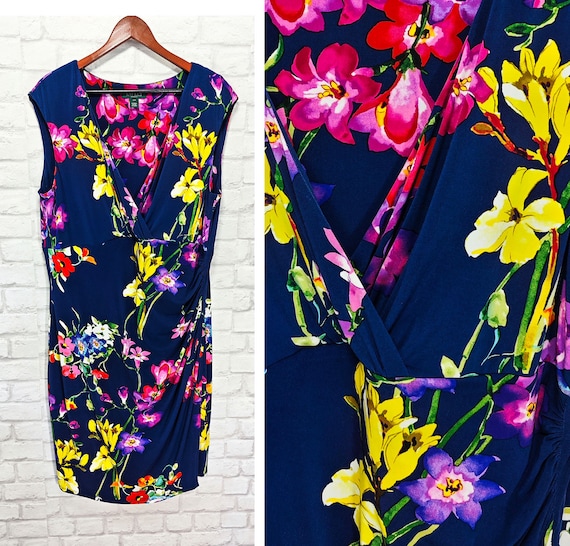 Ralph lauren floral print jersey dress online