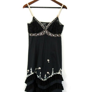 Robe vintage par Odd Molly Bretelles spaghetti Sexton robe au genou Paillettes brodées ornées de perles Détails de la dentelle Robe au genou taille 1 / UK8/US4