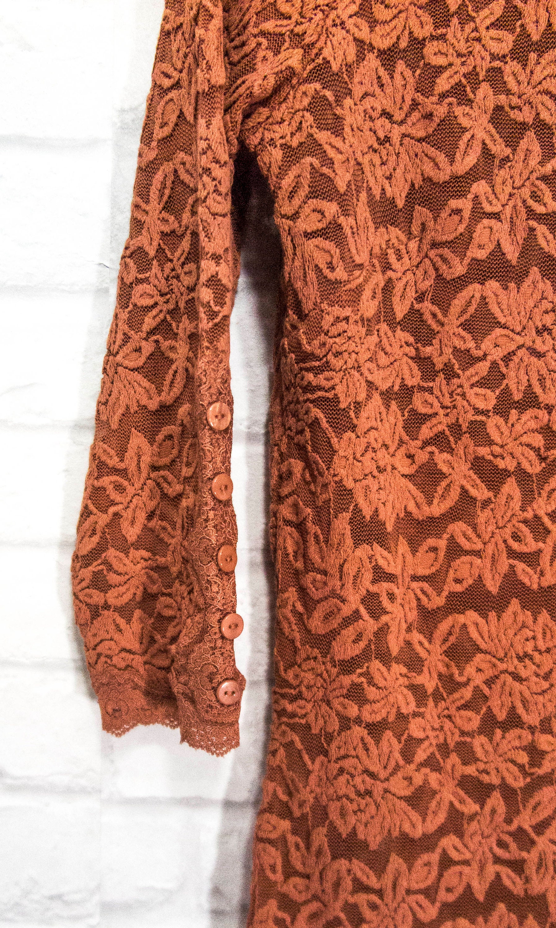 Rosemunde Copenhagen Rust Floral Lace Dress Knee Length Long Sleeve Sheer  Dress Size M - Etsy