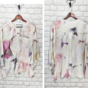 Tiger of Sweden Silk Watercolor Print Long Shirt Blouse sleeve Oversized size 36/UK10/US6/S