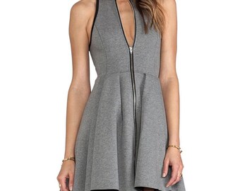 T by Alexander Wang Dress Jersey Bonded Neoprene Full Zip Pleated Skirt Waist size S