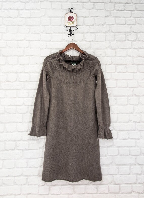 La Fee Maraboutee France tricot doux femme robe pull pull tunique col a volants manches longues melange d acrylique taille 3 UK12 US8 Etsy France