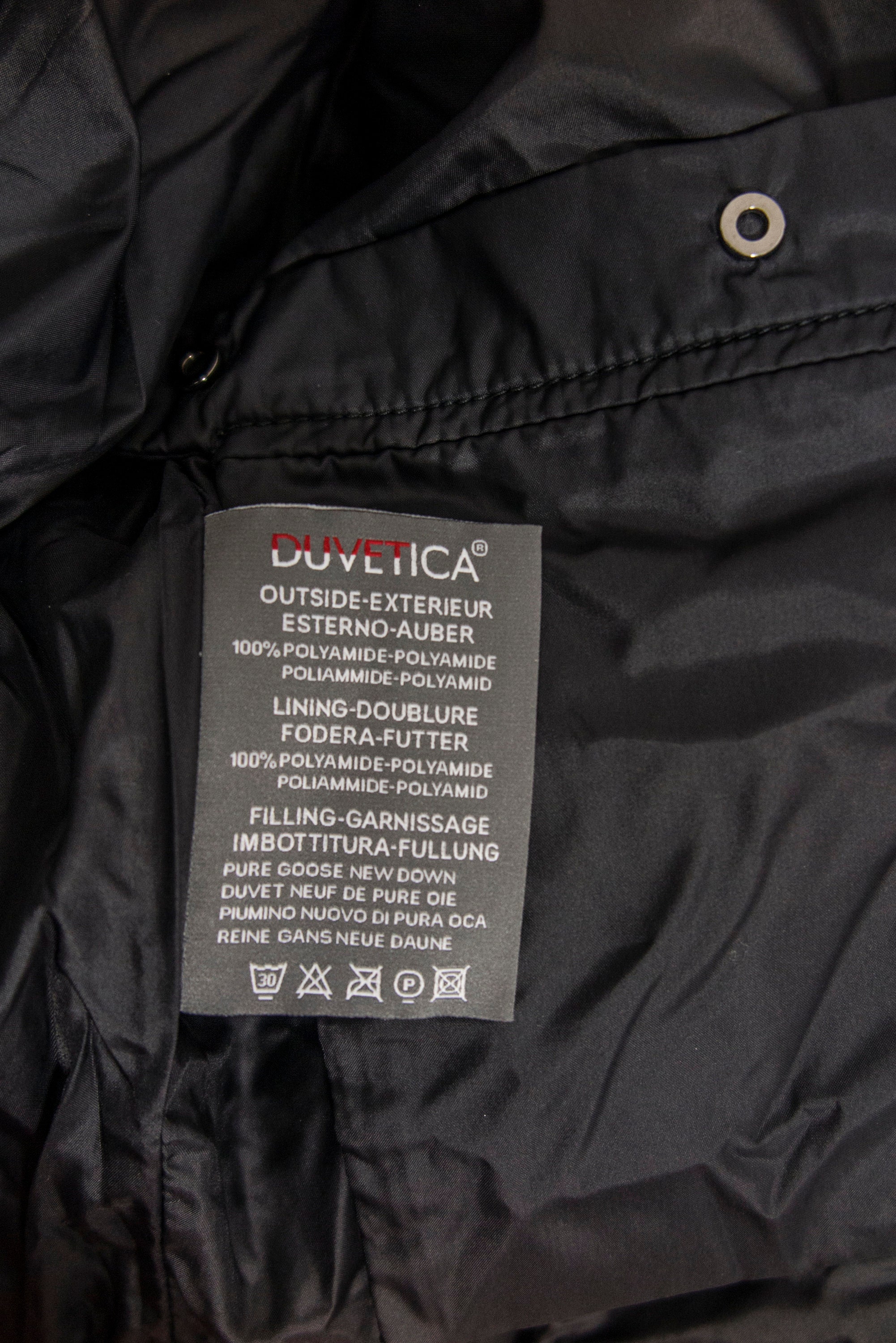 DUVETICA Goose Down Diamond Womens Jacket Coat Black Branded Gold 