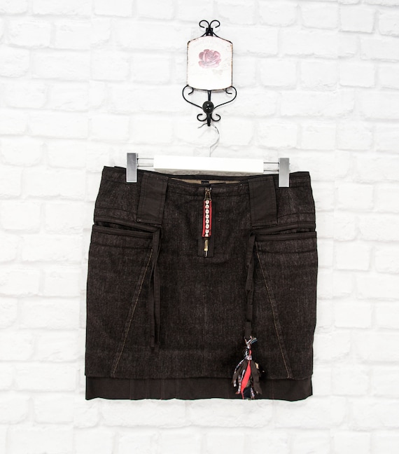 Vintage Marithe Francois Girbaud Wool Blend Mini Skirt Brown Size