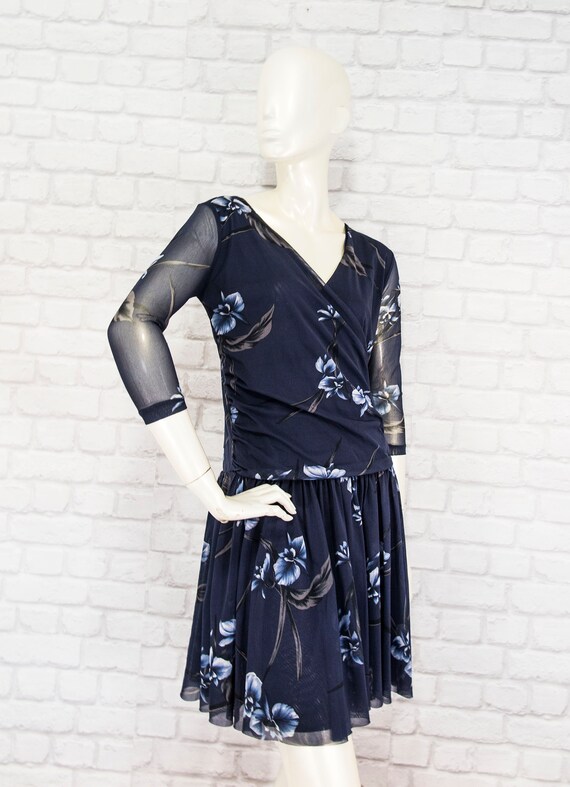 GANNI Etsu Mesh Floral Dress Lightly Pleated Wrap… - image 4