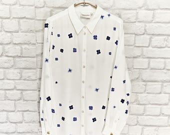 Camisa Fabienne Chapot con bordado floral, manga larga, talla 38