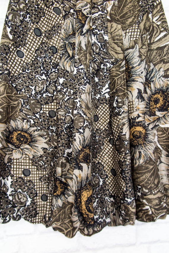 KENZO Silk Floral Skirt Sunflowers Multi print si… - image 4