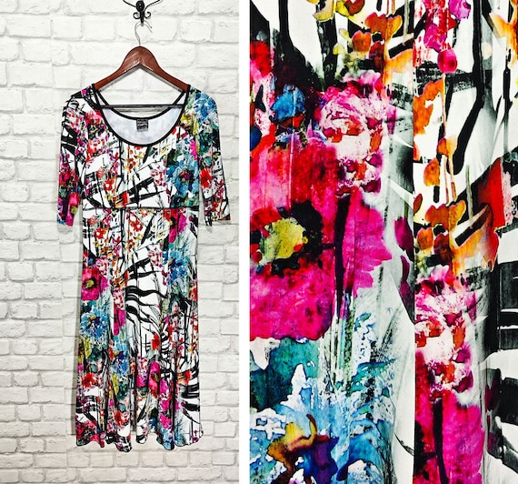 Pause Cafe Abstract Floral Pattern Midi dress Sho… - image 1