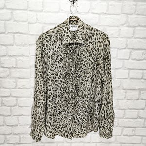 ASPESI Silk Shirt Animal Pattern Ruffled details size IT44/M