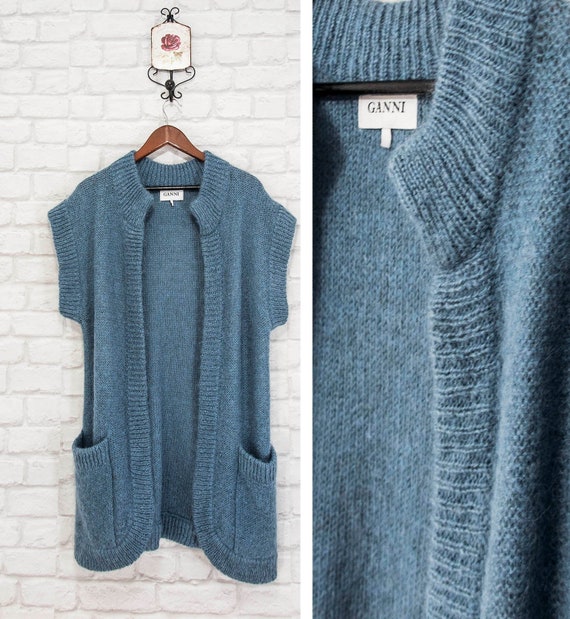 GANNI Mohair Blend Soldani Knit Pale Blue Front Op