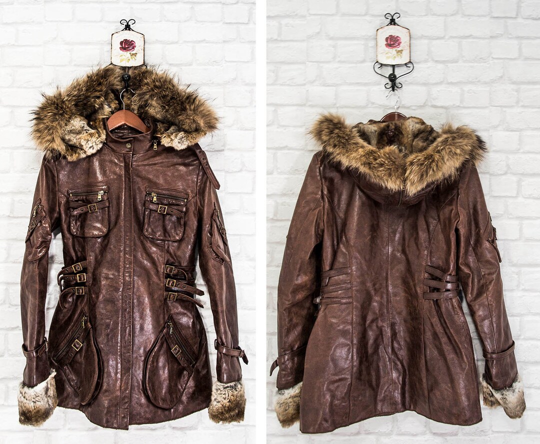Vintage Roberta Scarpa Real Leather Womens Coat Jacket Real