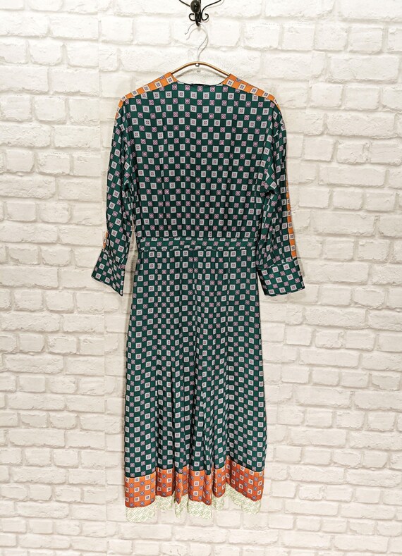SANDRO Silk Patchwork Geometric Pattern Midi Dres… - image 4