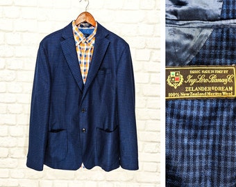 Loro Piana 100% New Zealand Merino wool Men's Check Suit Blazer Jacket Size 56