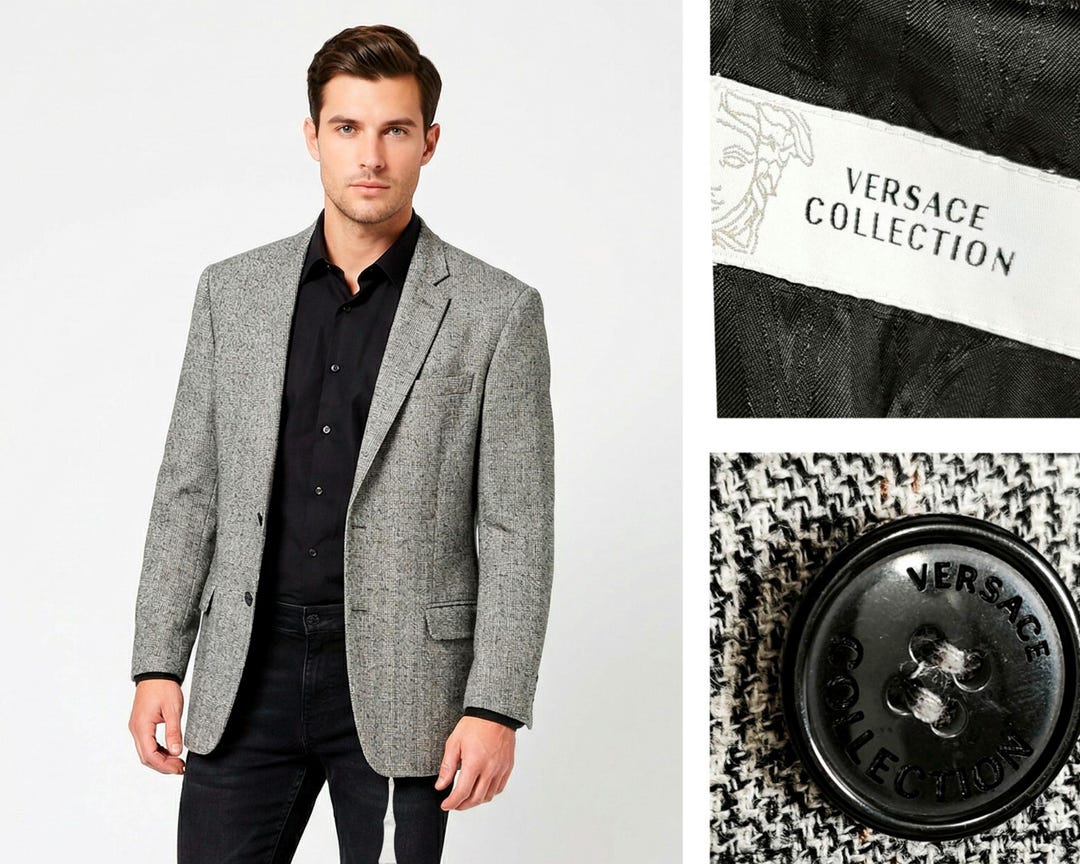 VERSACE COLLECTION ジャケット 50 ヴェルサーチコレクション メンズ グレー ブレザー ジャケット サイズ