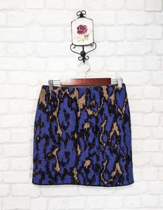 Leopard print wool mini cheap skirt