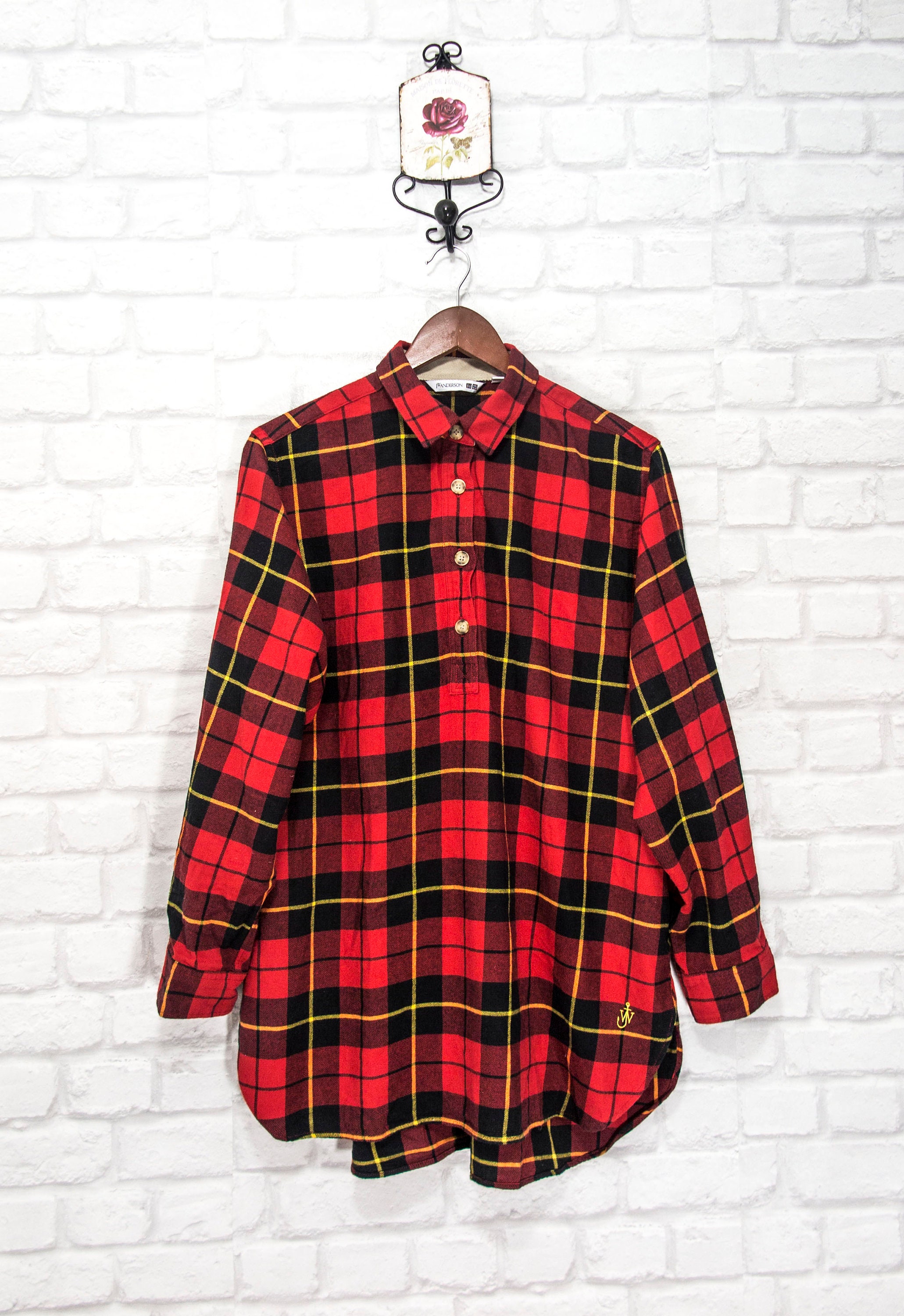 JW Anderson X Uniqlo Flannel Checked Longline Shirt Tartan Shirt