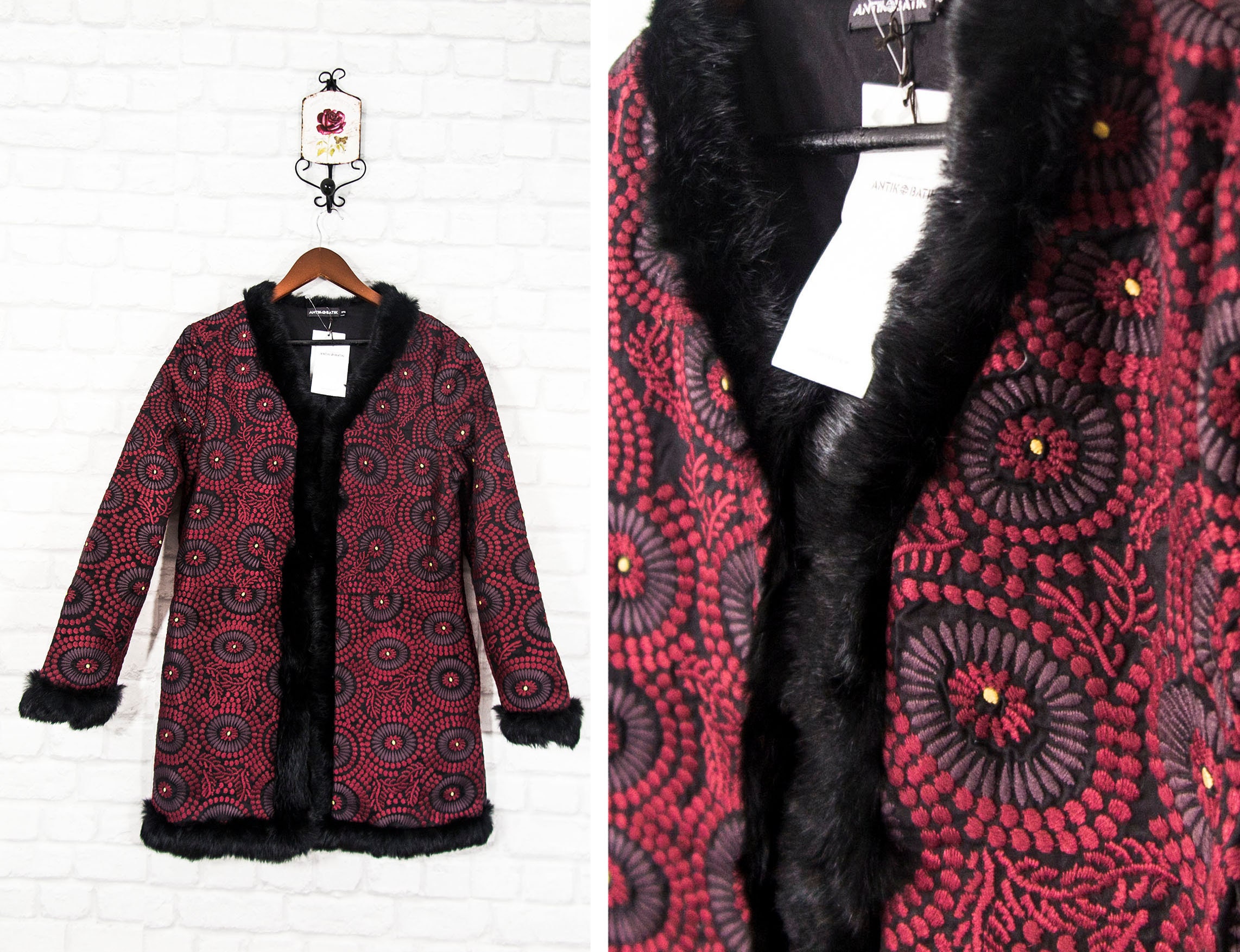 ANTIK-BATIK Abrigo cicerón bordado Fur Patrón - Etsy España