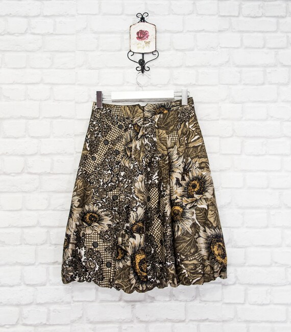 KENZO Silk Floral Skirt Sunflowers Multi print si… - image 3