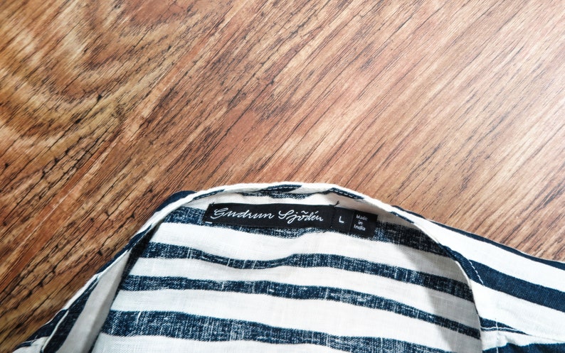 Gudrun Sjoden Womens Linen Shirt Striped Long sleeve size L | Etsy