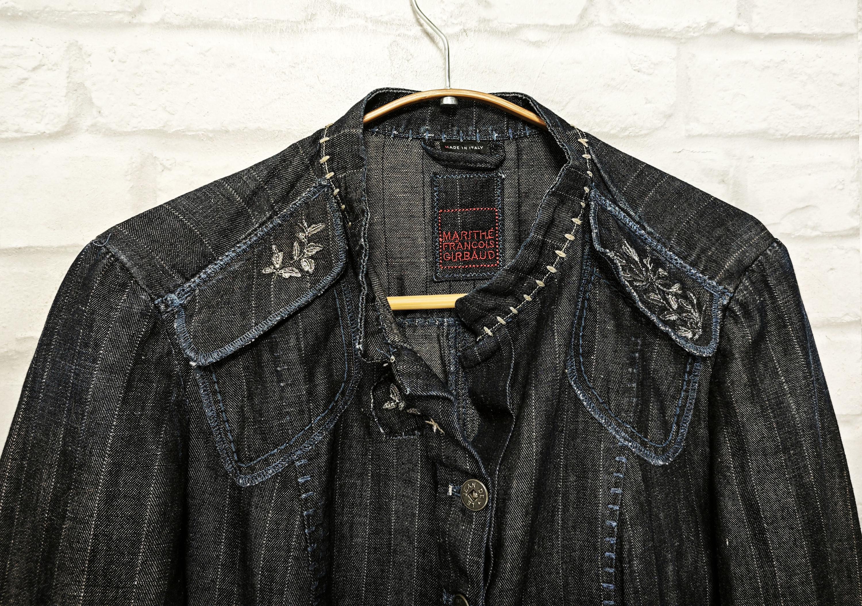 Marithe Francois Girbaud Blazer Jacket With Broderie Striped