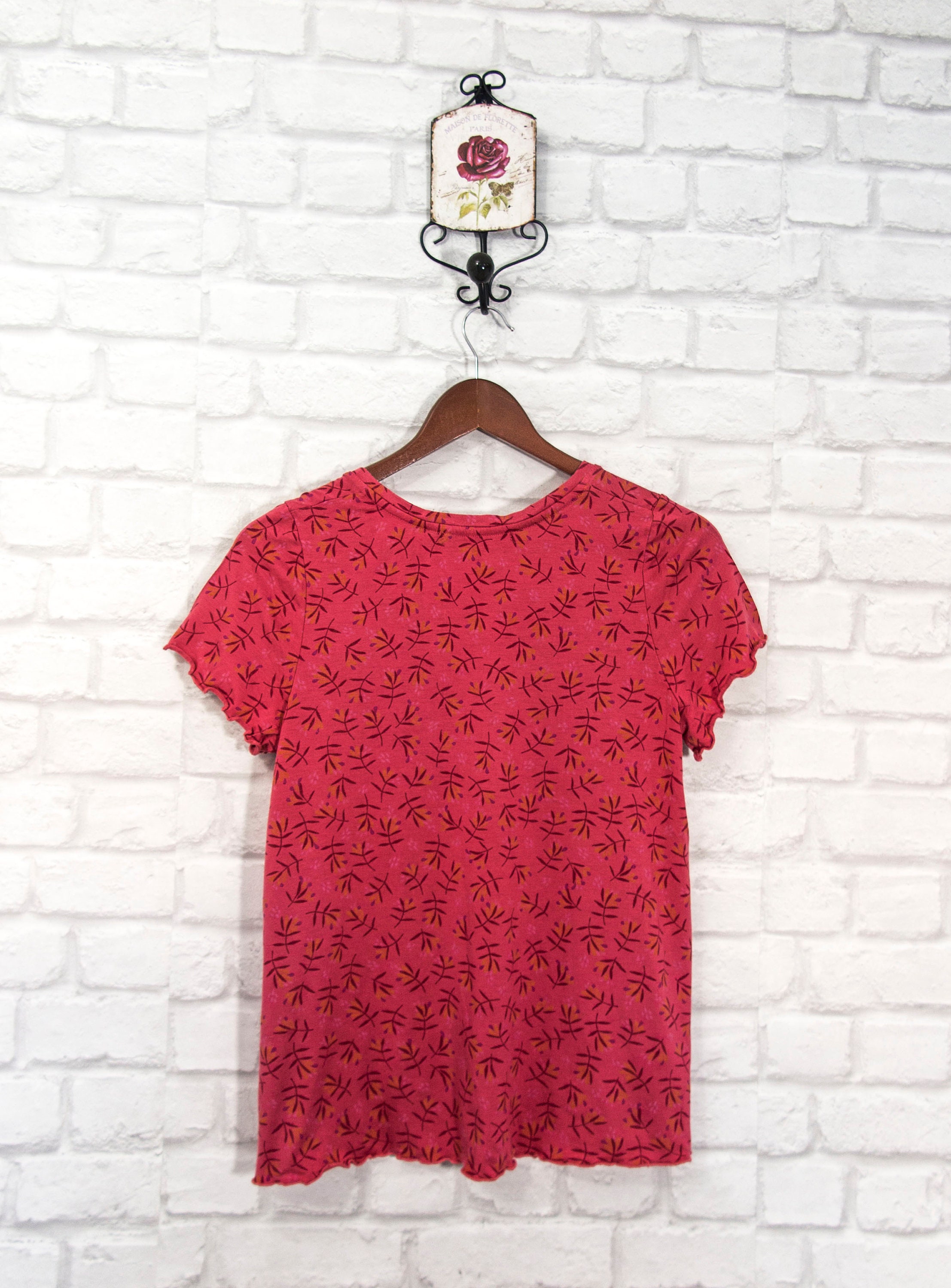 Gudrun Sjoden Floral Pink Top Blouse Shirt Short Sleeve Size S Etsy