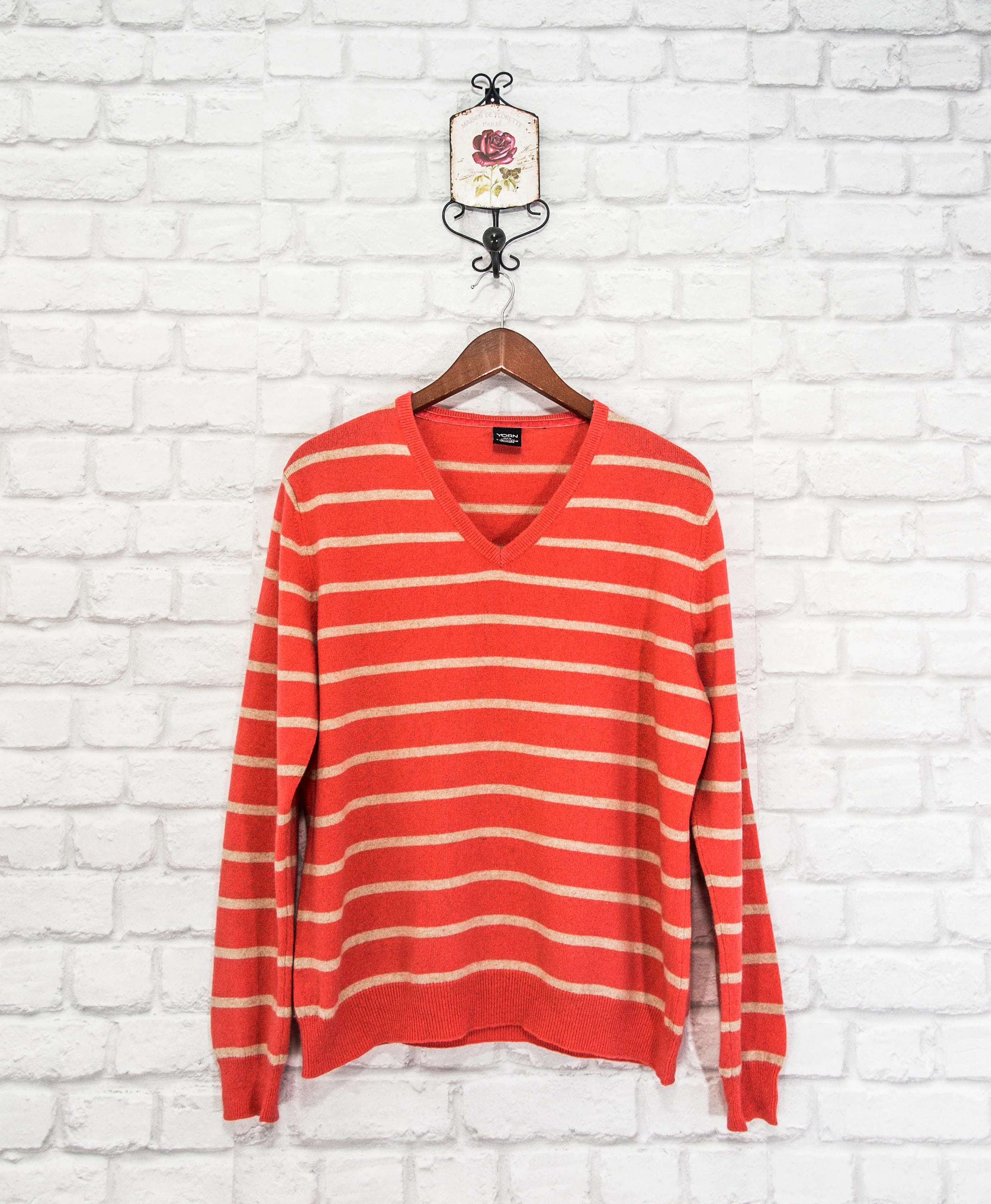 【YOURNUS】cashmere v-neck knit Yorn Two-Thread V-Neck 100% Cashmere Sweater Black Jumper