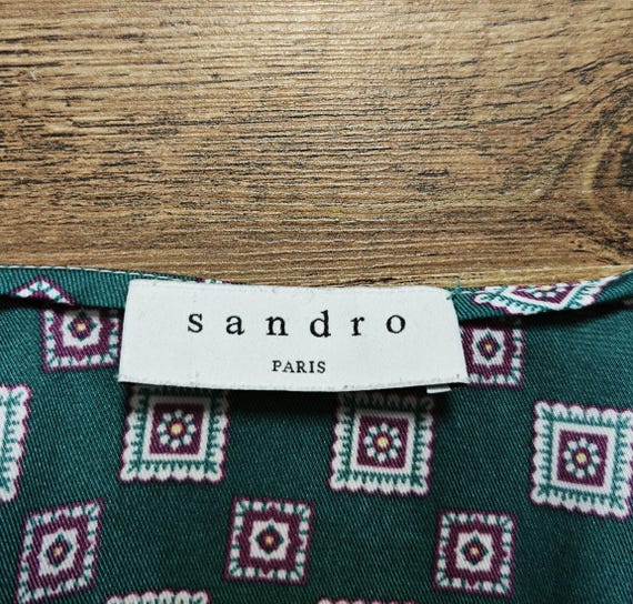 SANDRO Silk Patchwork Geometric Pattern Midi Dres… - image 5