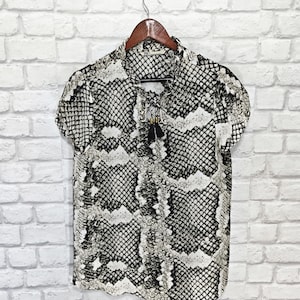 PBO Philosophy Blues Originals Silk Shirt Top Blouse Short sleeve size UK12/US8/M