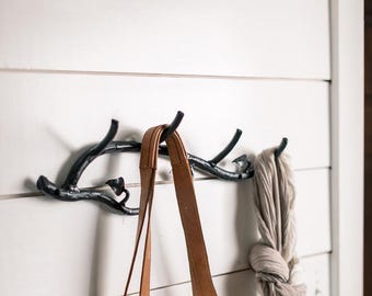 Iron Wall Mounted Coat Rack – Sylamore – American Made by Urban Forge – Coal Black Finish