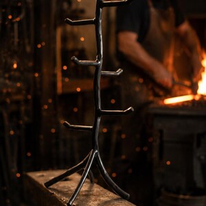 Iron Mug Tree – Holds 6 Mugs – Twig – American Made by Urban Forge – Coal Black Finish image 13