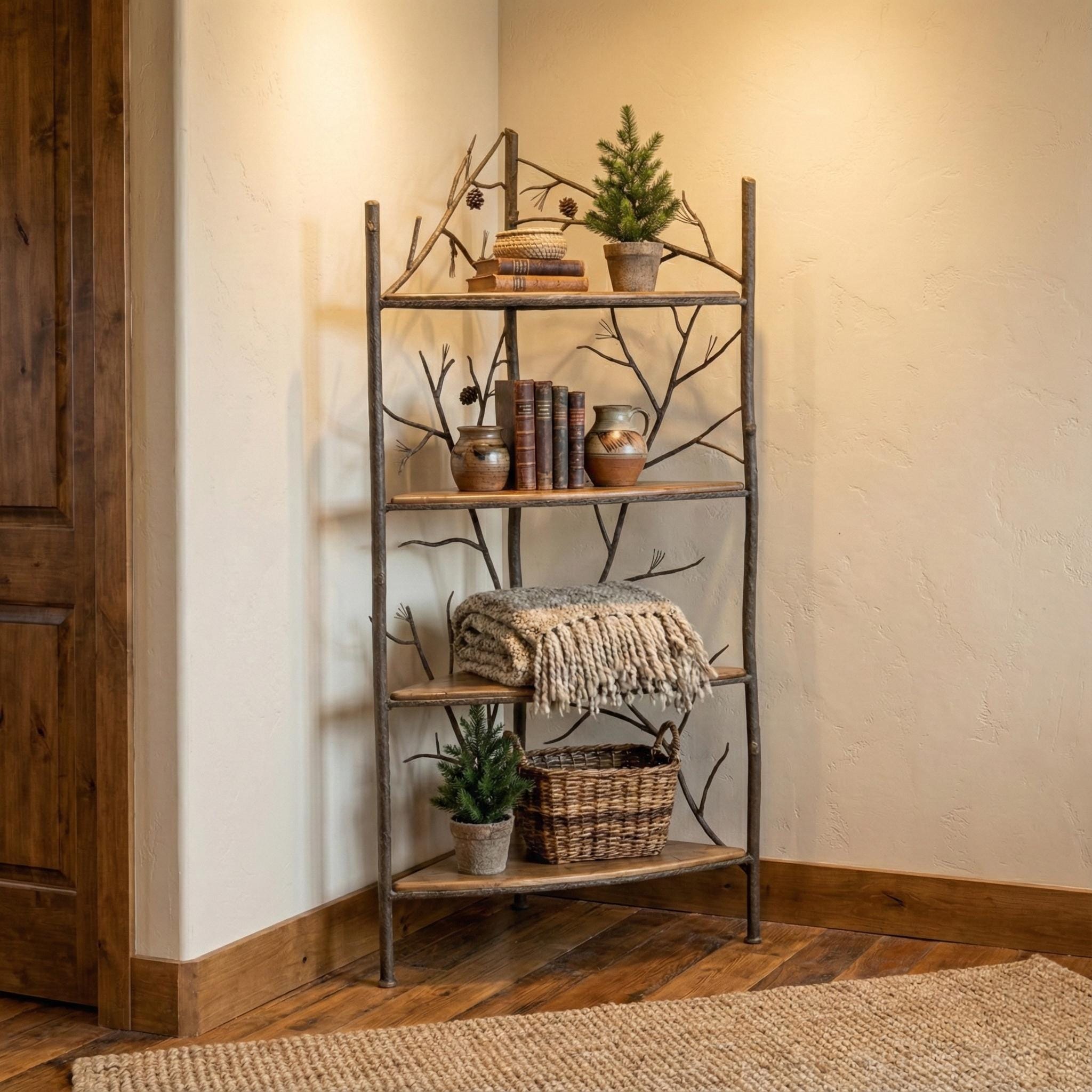 Hand Forged Iron Corner Rack – Evergreen – American Made by Urban