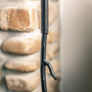 Hand Forged Iron Fireplace Poker – Branch – American Made by Urban Forge – Coal Black Finish