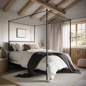 Iron Canopy Bed – Corinth – American Made by Urban Forge – Coal Black Finish