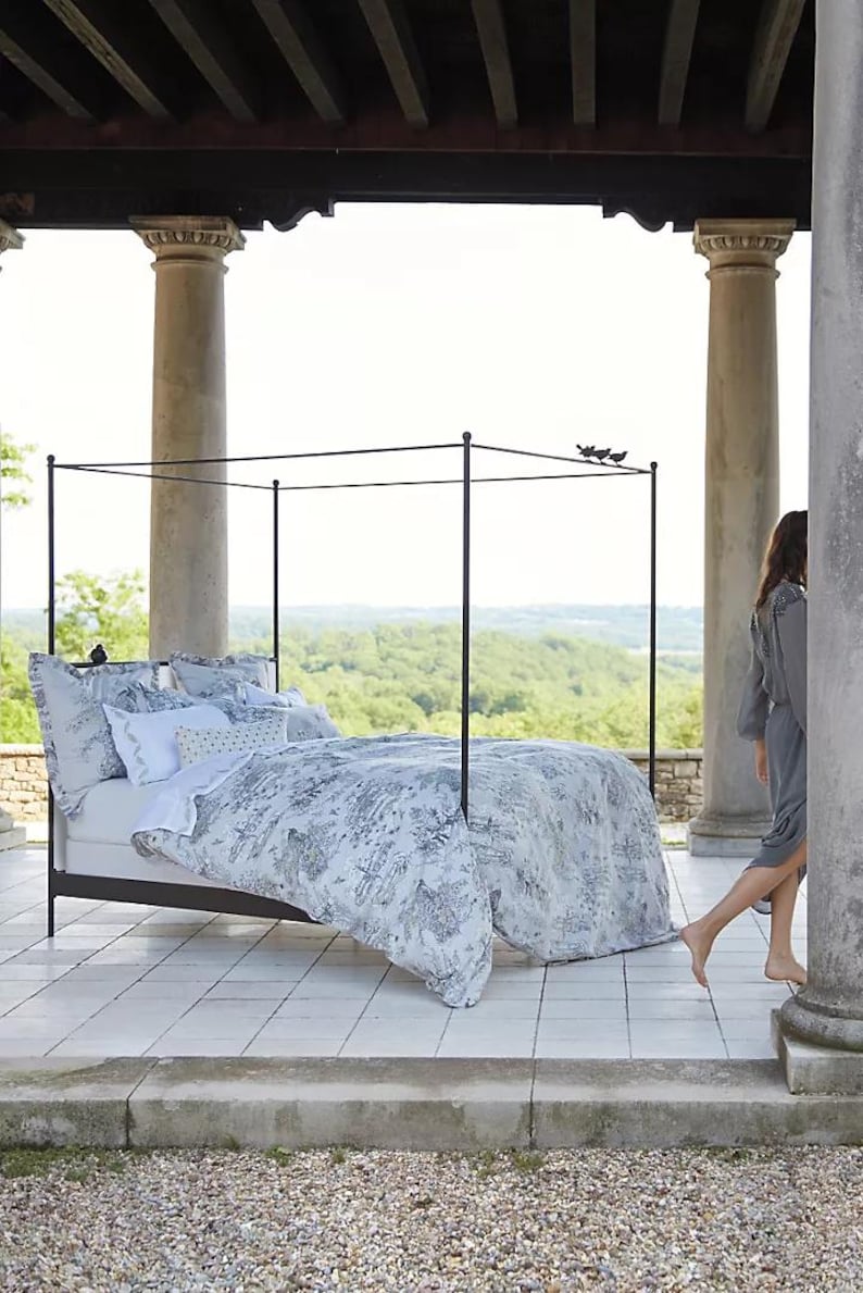 Iron Canopy Bed – Bird on a Wire – American Made by Urban Forge – Coal Black Finish image 3