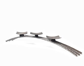 Iron Candle Holder – Meridian – American Made by Urban Forge – Natural Iron Finish