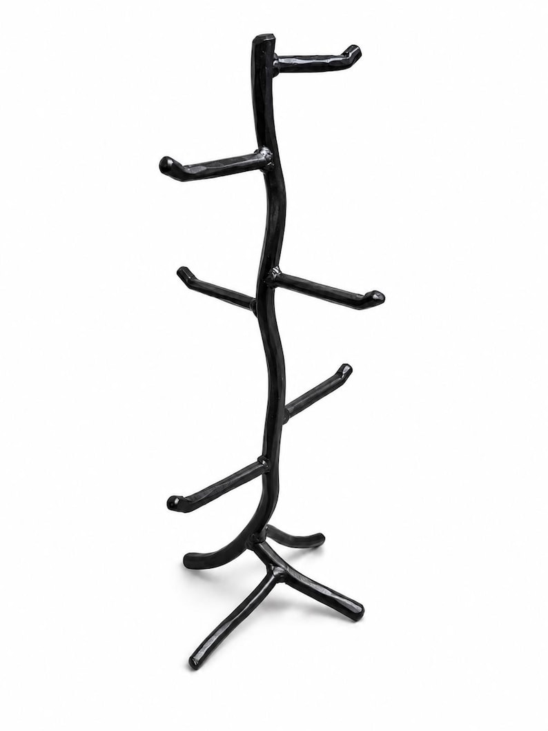 Iron Mug Tree – Holds 6 Mugs – Twig – American Made by Urban Forge – Coal Black Finish image 14