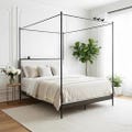 Iron Canopy Bed – Bird on a Wire – American Made by Urban Forge – Coal Black Finish