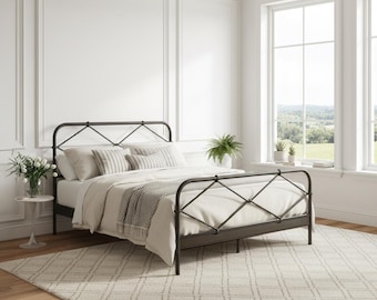 Hand Forged Iron Bed – Twist – American Made by Urban Forge – Coal Black Finish