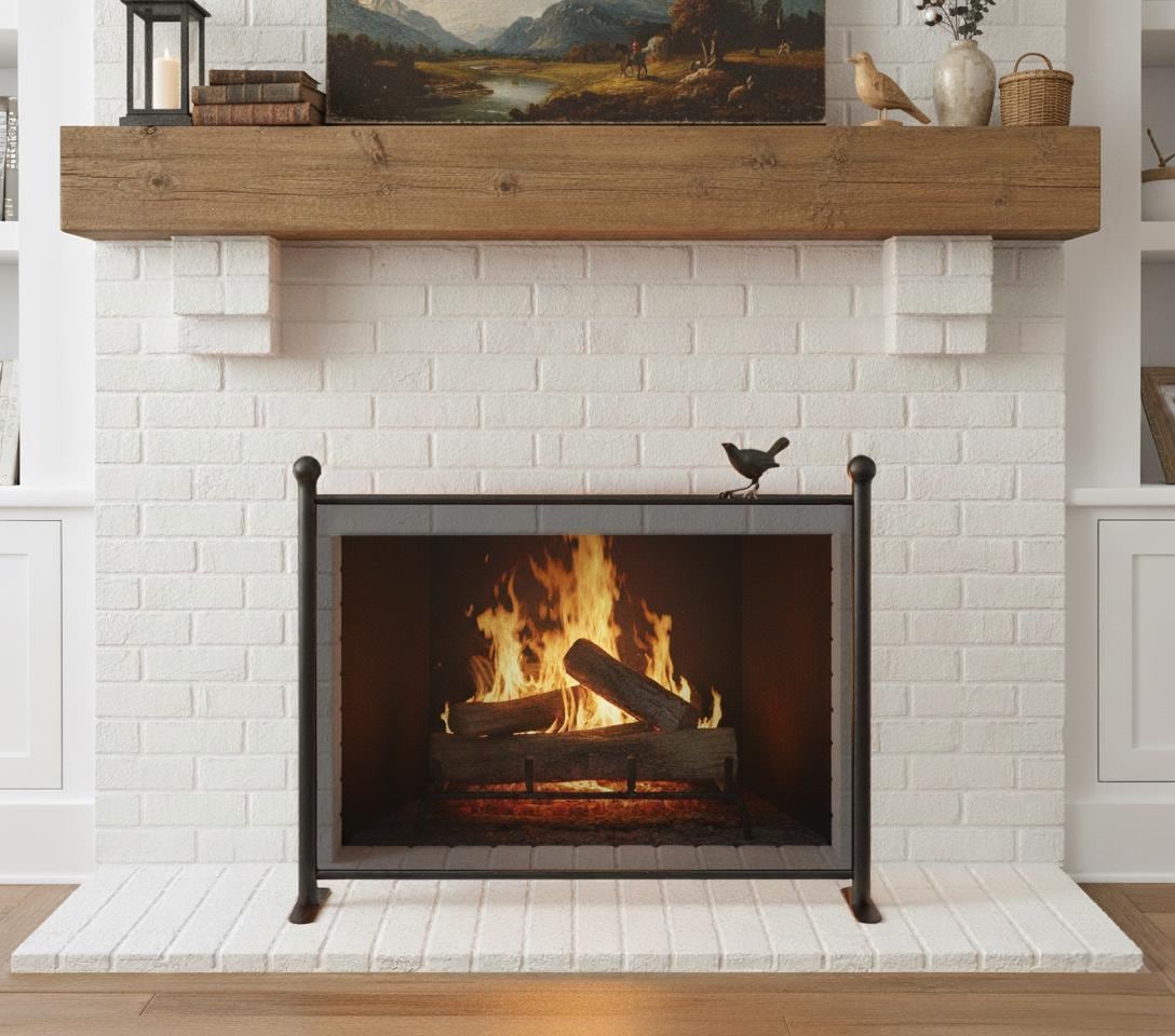 Select-a-size Iron Fire Screen – Bird on a Wire Single Panel