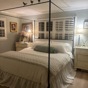 Iron Canopy Bed – Bird on a Wire – American Made by Urban Forge – Coal Black Finish image 7