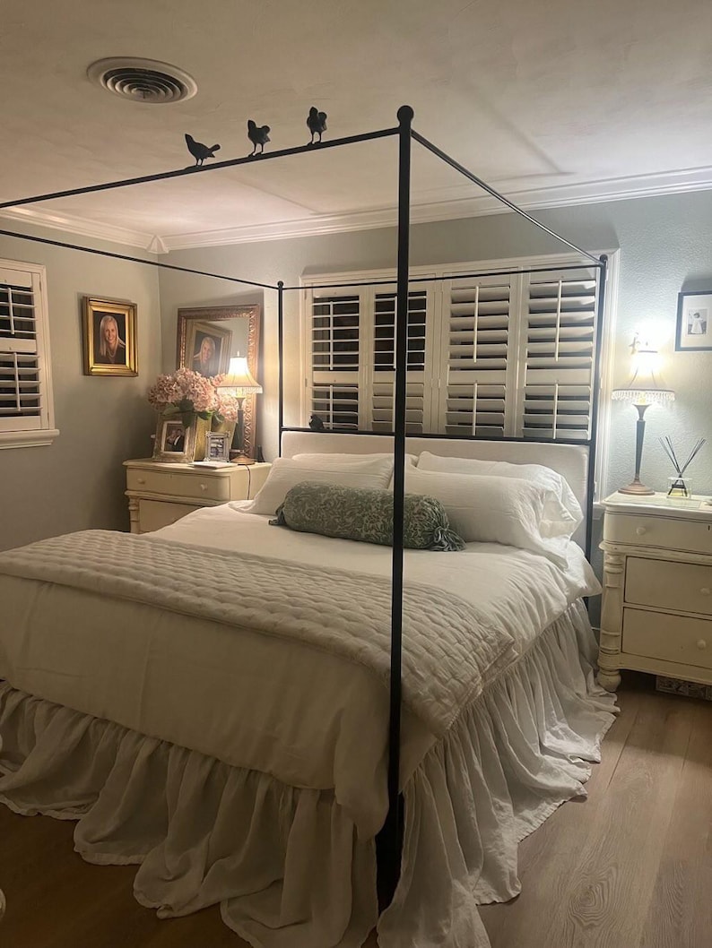 Iron Canopy Bed – Bird on a Wire – American Made by Urban Forge – Coal Black Finish image 7