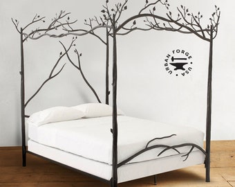 Forest Canopy Hand-Forged Iron Bed Blacksmith Made in USA