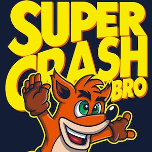 Crash Bandicoot &quot;Super Crash Bro&quot; (Mens/Ladies/Kids/Hoods) - Gaming Parody T-shirt Gift for Him/Her, Christmas Gift, Birthday Gift Tshirt