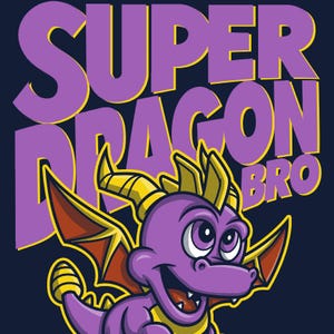 Spyro the Dragon Parody T-shirt &quot;Super Dragon Bro&quot; (Mens/Ladies/Kids/Hoods) - Gaming Gift for Him/Her, Christmas Gift, Birthday Gift Tshirt