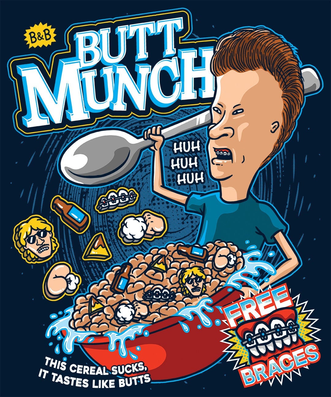 Butt Munch Cereal mensladieskidshoods Beavis & Butthead Parody T-shirt -  Etsy