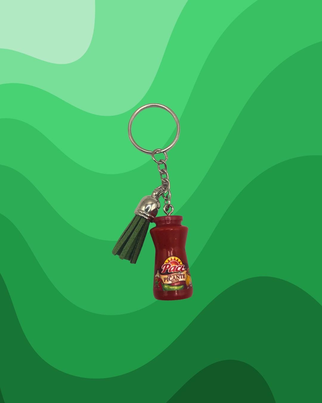 Pace Count Keychains Mini Brands Pace Picante Salsa Keychain With Green Tassel - Etsy