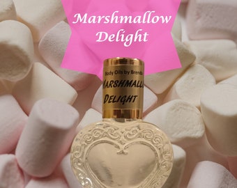 Marshmallow Delight Gourmand Body Oil - Vanilla Marshmallow Sweet & Woody Scent -  Powdery, Feminine Soft Alcohol Free Perfume - Fragrances