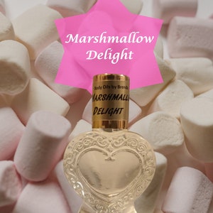 Marshmallow Delight Gourmand Body Oil - Vanilla Marshmallow Sweet & Woody Scent -  Powdery, Feminine Soft Alcohol Free Perfume - Fragrances